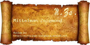 Mittelman Zsigmond névjegykártya